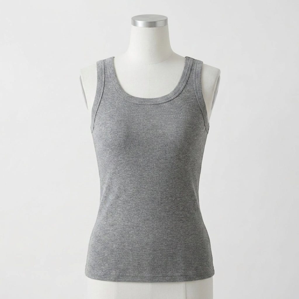 Ribbed Cotton Built-in Bra Tank