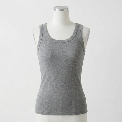 Ribbed Cotton Built-in Bra Tank