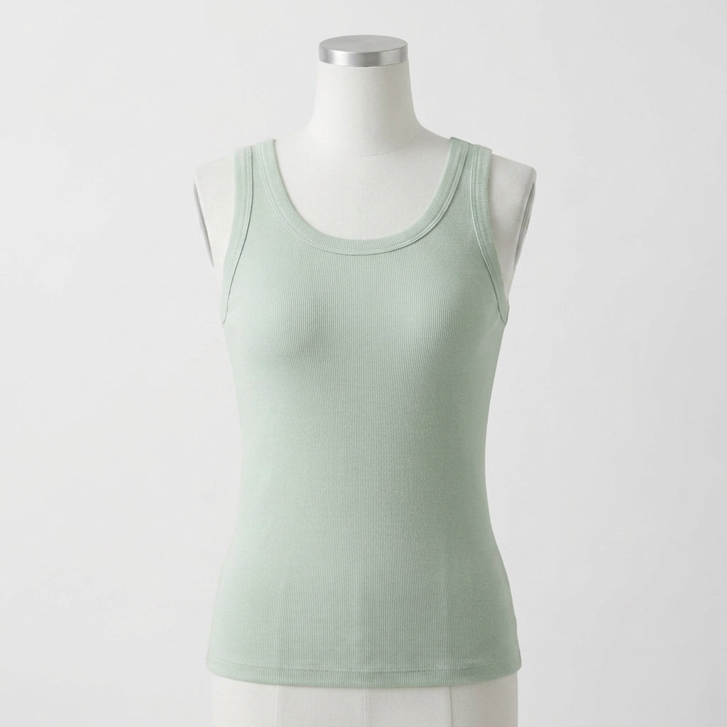 Ribbed Cotton Built-in Bra Tank