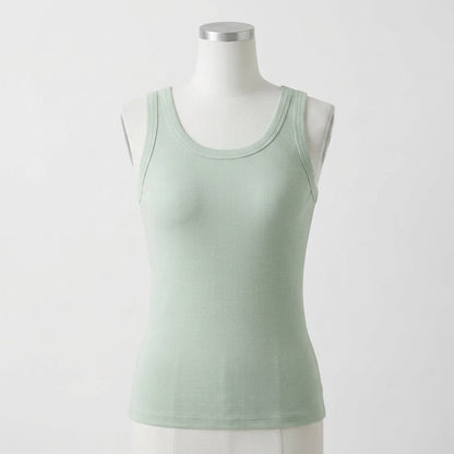 Ribbed Cotton Built-in Bra Tank
