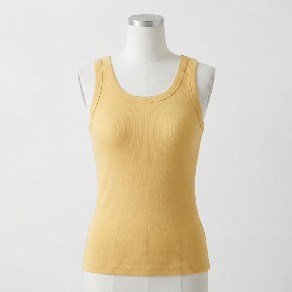 Ribbed Cotton Built-in Bra Tank