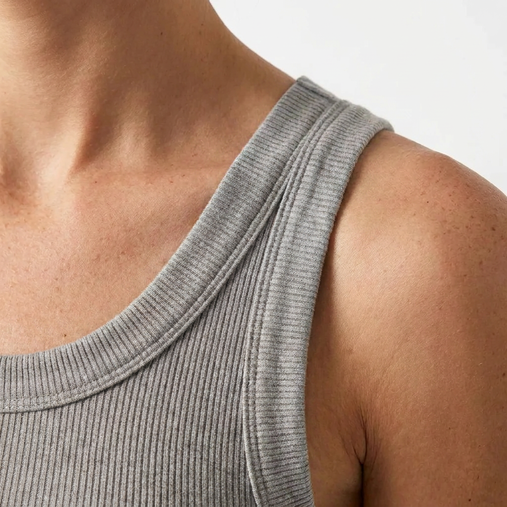 Ribbed Cotton Built-in Bra Tank